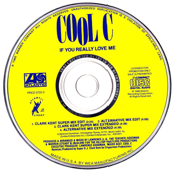 CD amarelo original de Cool C – If You Really Love Me, Atlantic Records